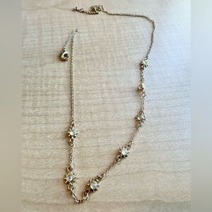 Gold Toned Suns Necklace with Stones